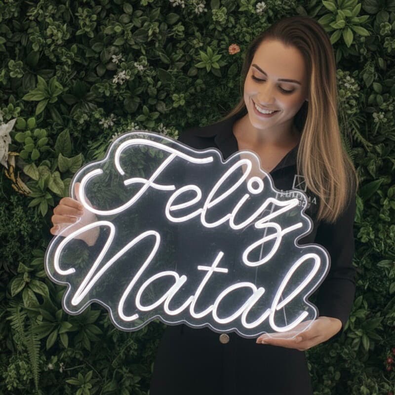 Letreiro Neon LED Feliz Natal | Decoração Natalina | Decoração de Festa | Luminária