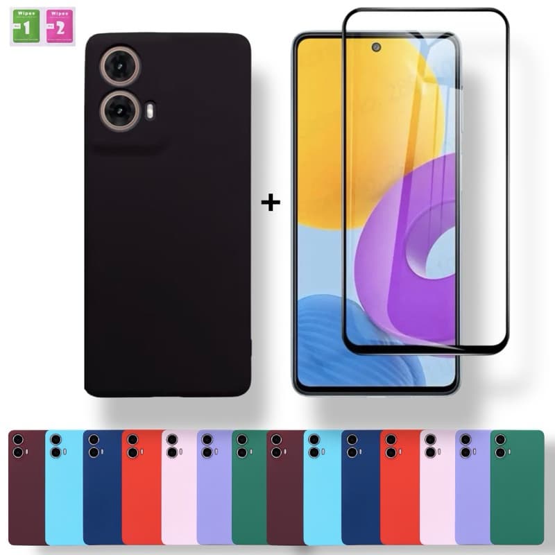 Kit Capinha + Película Moto G24 / G24 Power Capa Anti Impacto Motorola Proteção Premium Aveludada