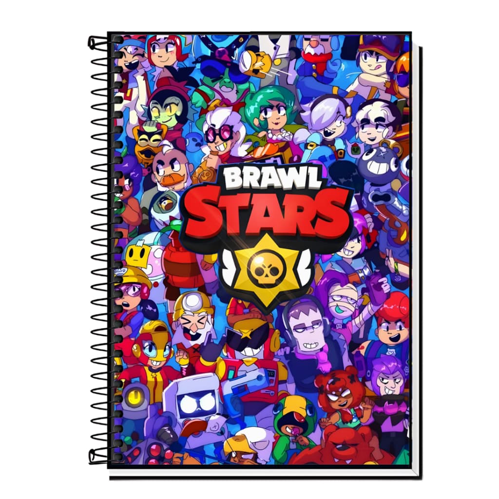 Caderno Brawl Stars | Gamer | Capa Dura & Espiral Resistente -1,10,15 e 20 Matérias | Estilo Geek| Personagens|