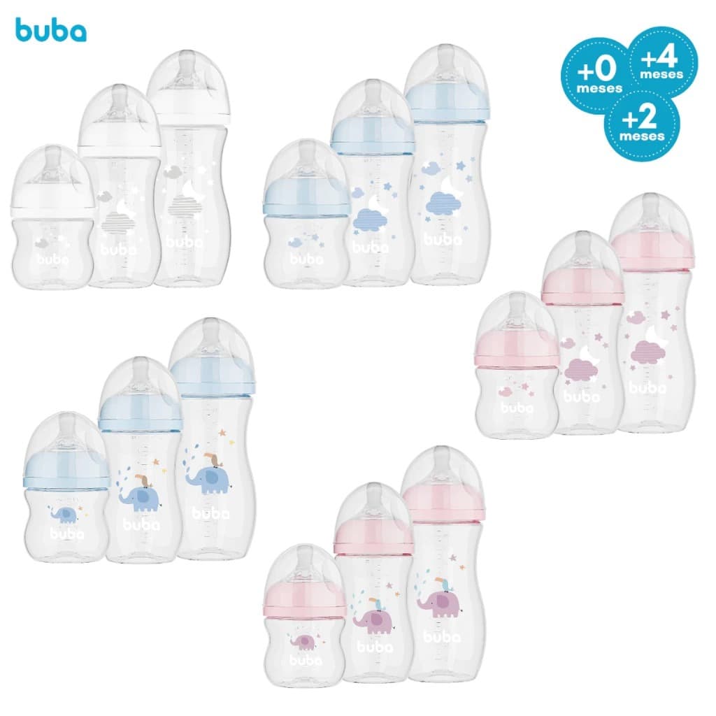 Mamadeira Buba 270 330 120 ml Avulsa e Kit Mamadeira anticolica Buba Bico mamadeira Buba