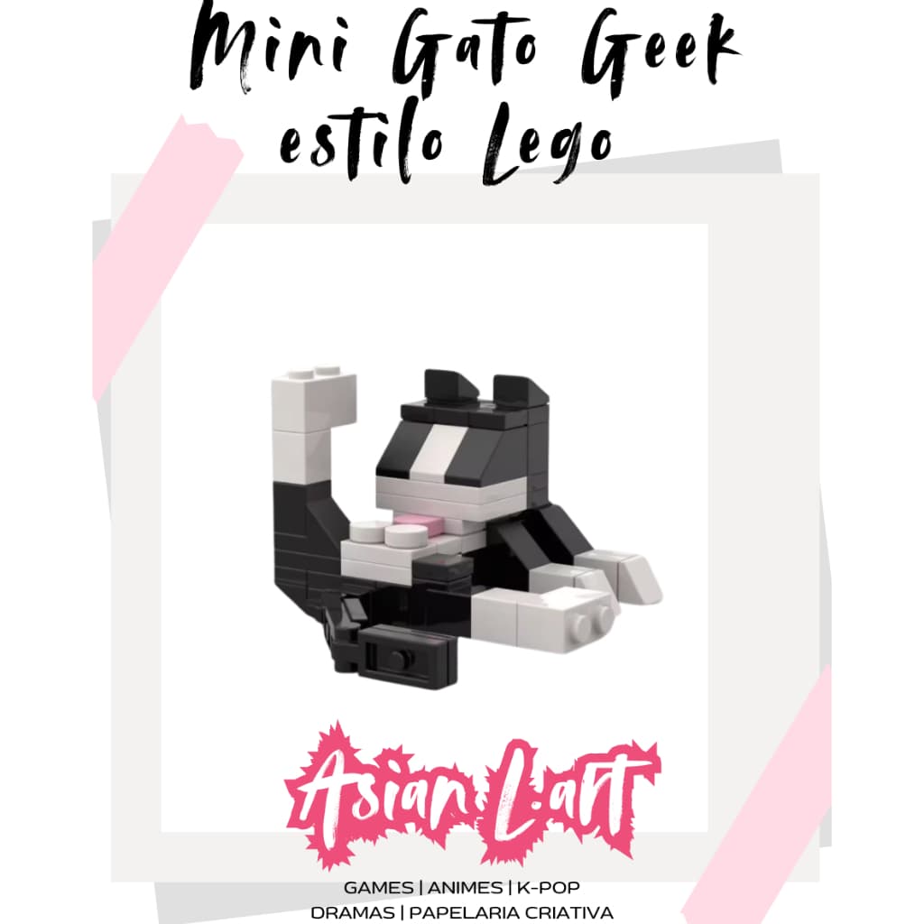 Mini Gato Geek Estilo Lego | Blocos de Montar Gatinho | Miniatura Decorativa Kawaii - Presente Natal
