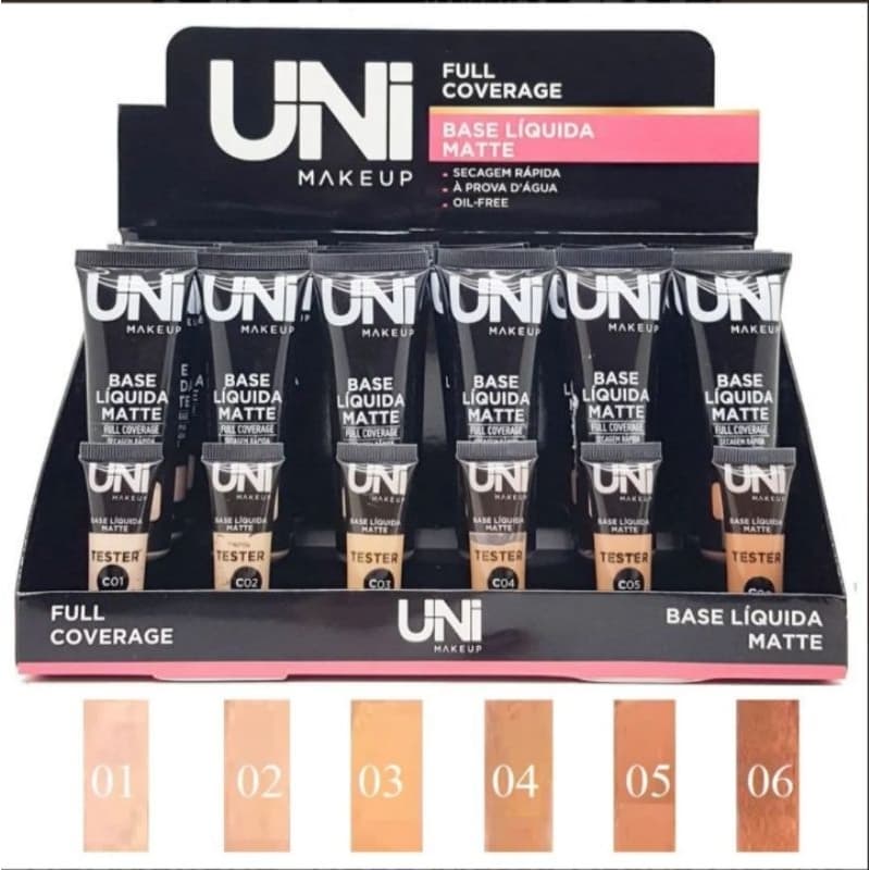 Base Líquida Matte Uni Makeup Full Coverage A prova d'água Alta Cobertura Longa Duração