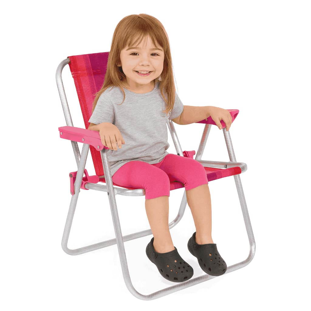 Cadeira Praia Infantil Alumínio - MOR - Até 30kg Piscina Campo Cor (Rosa)