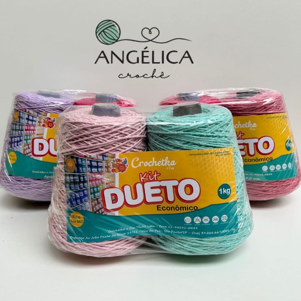 Barbantes Crochetka Kit Dueto 1kg Fio 6 Ideal para Crochê Tricô e Artesanato 500gr cada cor