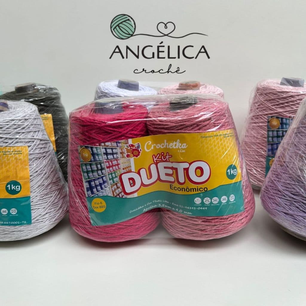 Kit Barbante Dueto Diversas Cores Crochétka Econômico Fio 6 Ideal para Crochê 500 gr.cada cor