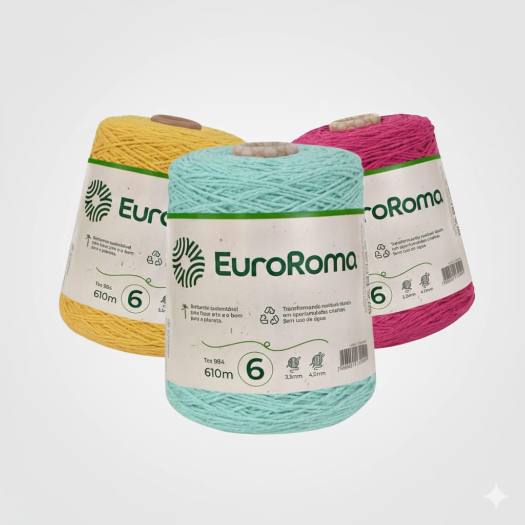 Barbante Para Crochê Euroroma 600g Fio Número 6 Colorido