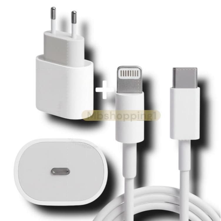 Kit Carregador Fonte com Cabo Carregamento Rápido Carregador completo 1 Metro PD 20w lightning