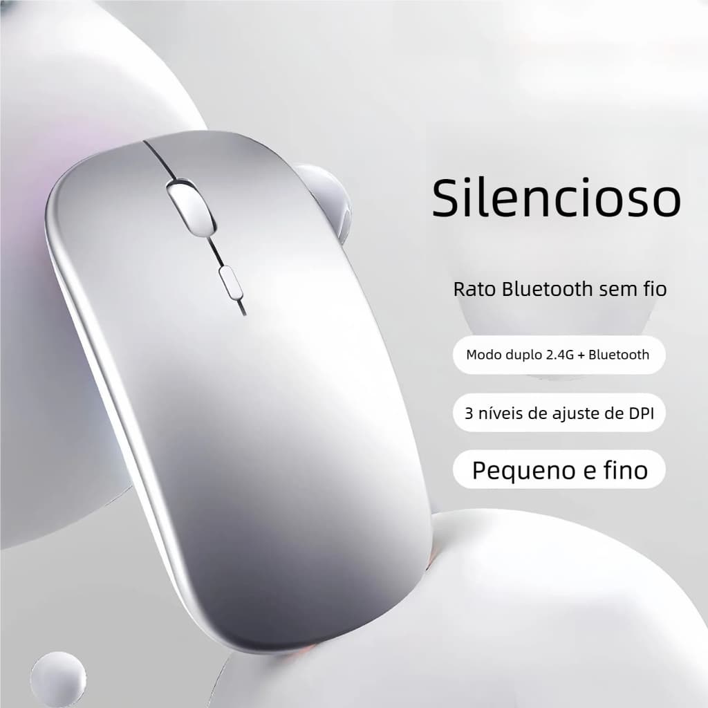 Mouse Sem Fio Home Office - Recarregável com Bateria Interna e LED RGB