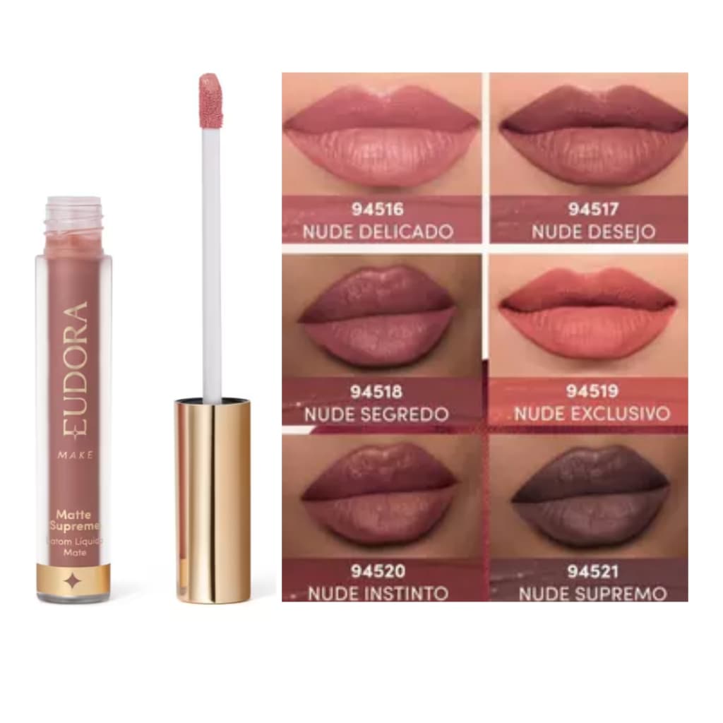 Batom Líquido Matte Supreme 4ml, Eudora (SELECIONE A COR DESEJADA)