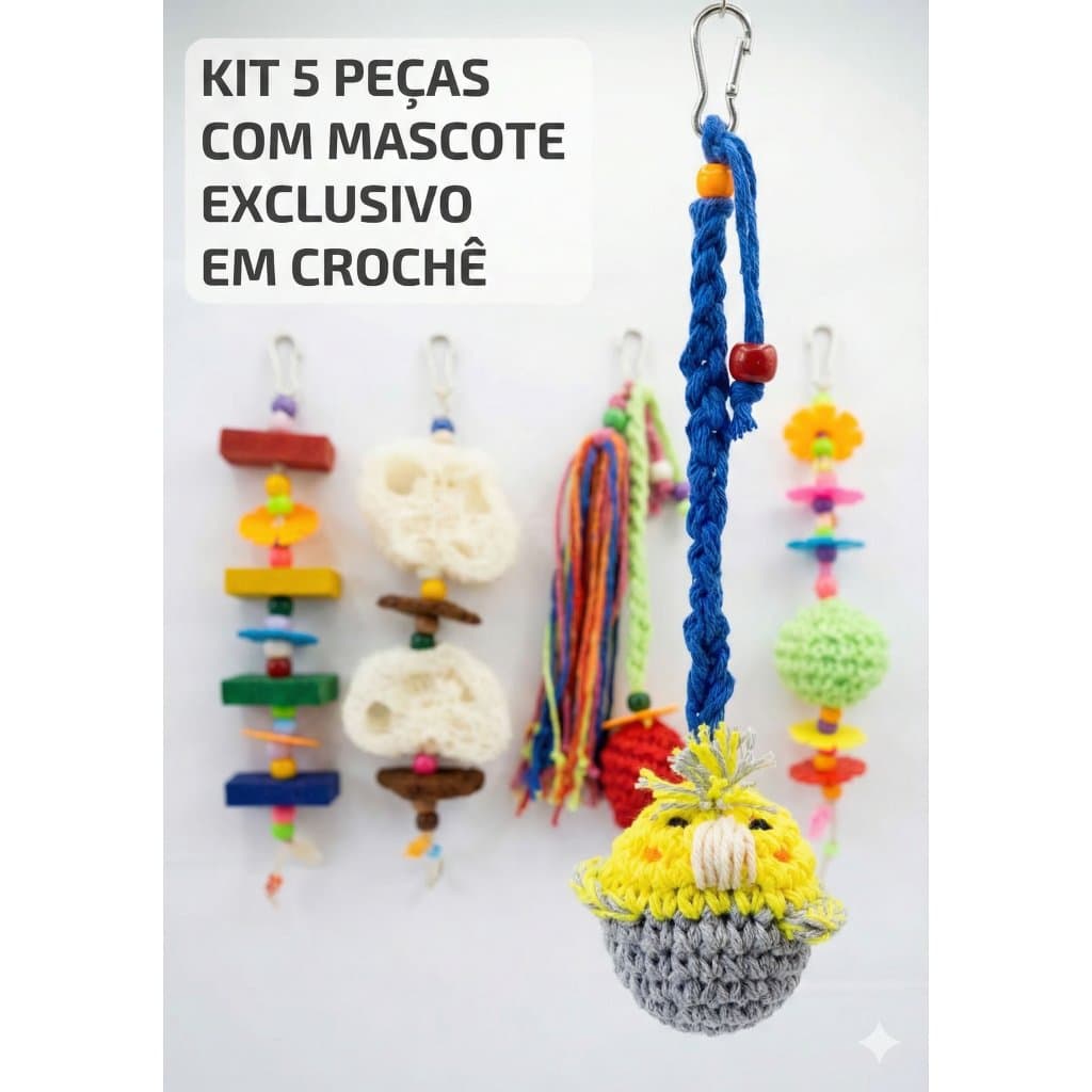 Kit 5 Brinquedos Calopsita Ringneck Com Mascote Amigurumi Crochê Exclusivo