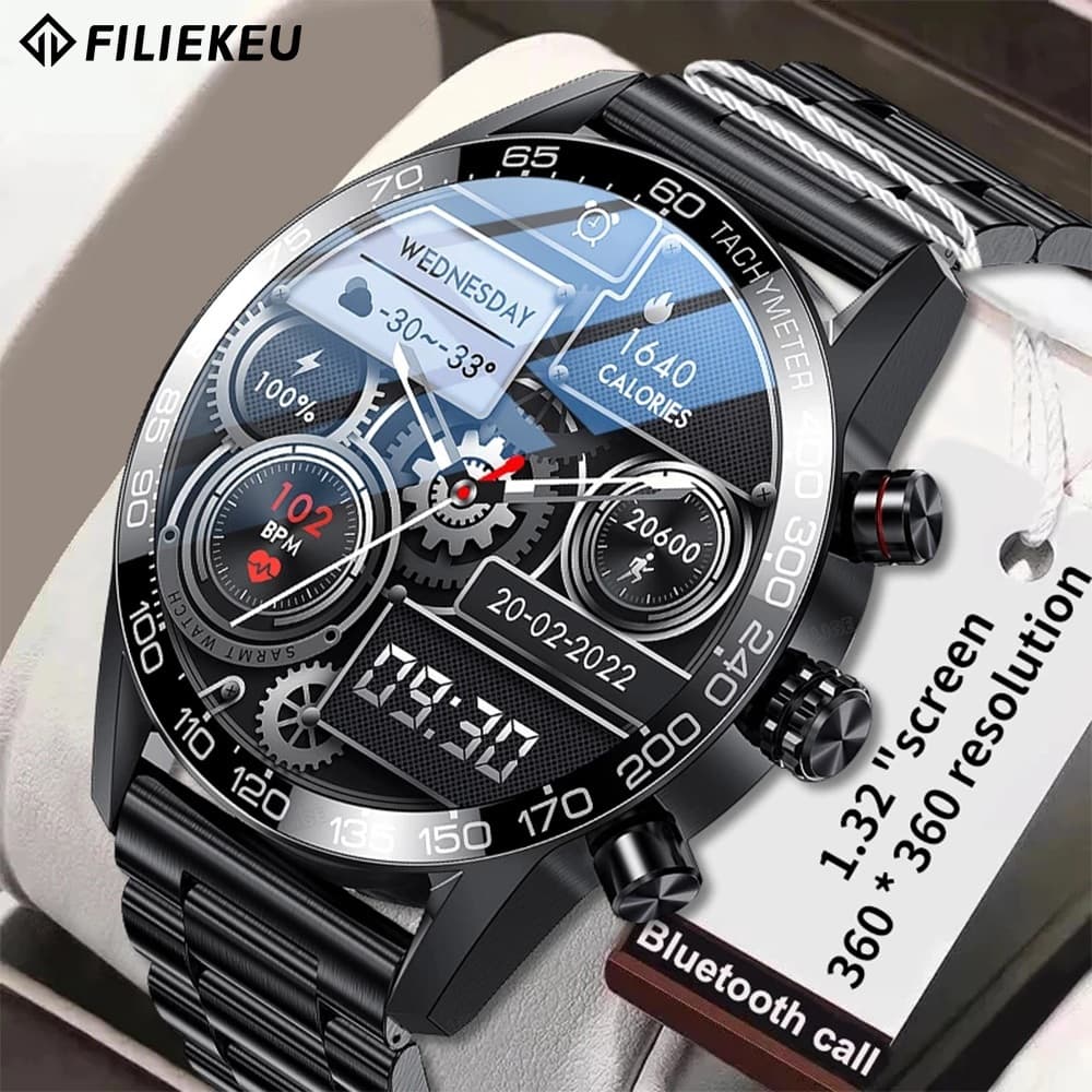FILIEKEU smartwatch Chamadas Bluetooth pressão arterial à prova d'água esportes smartwatch