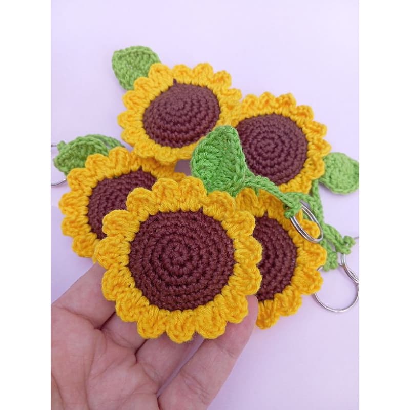 Kit Chaveiro de Girassol 5 unidades Amigurumi Crochê