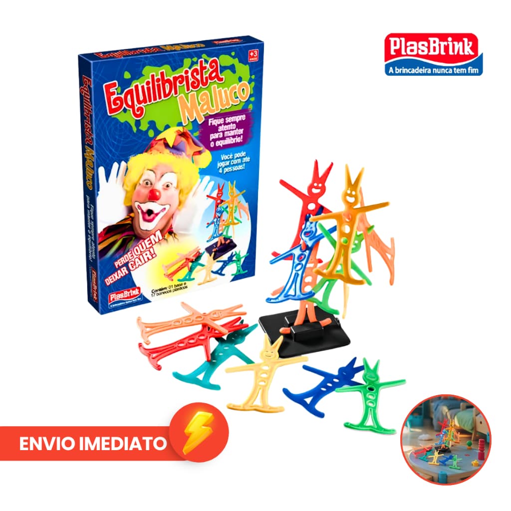 Jogo Equilibrista Maluco PlasBrink Jogo Diversão em Família 2 a 4 Jogadores Jogo de Tabuleiro Equilíbrio e Raciocínio