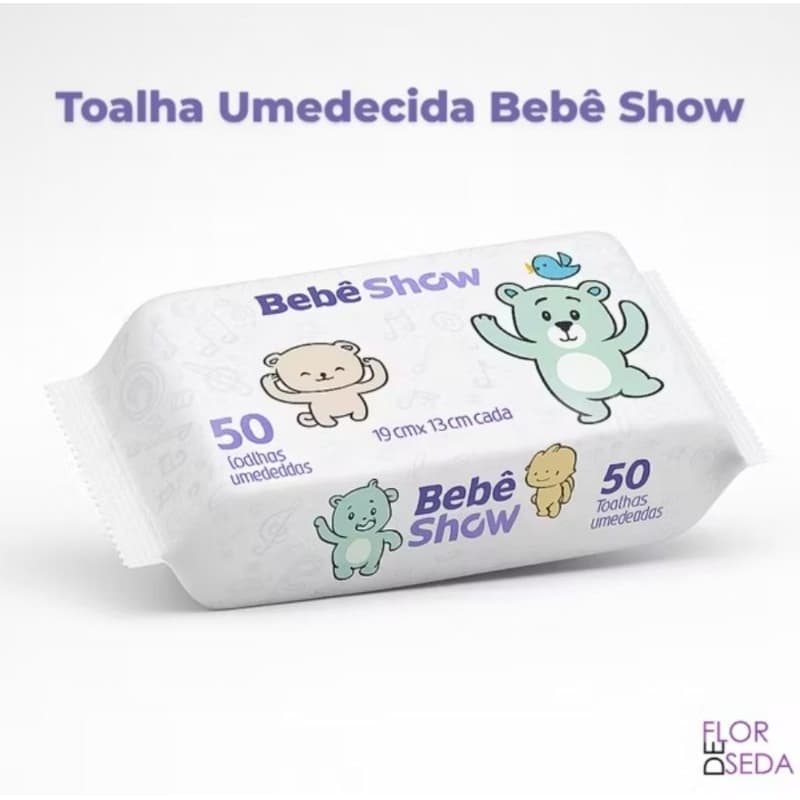 Kit 5 Lenços Umedecidos Bebê Show 50 Toalhas – Economia e Proteção para o Bebê FRETE GRÀTIS