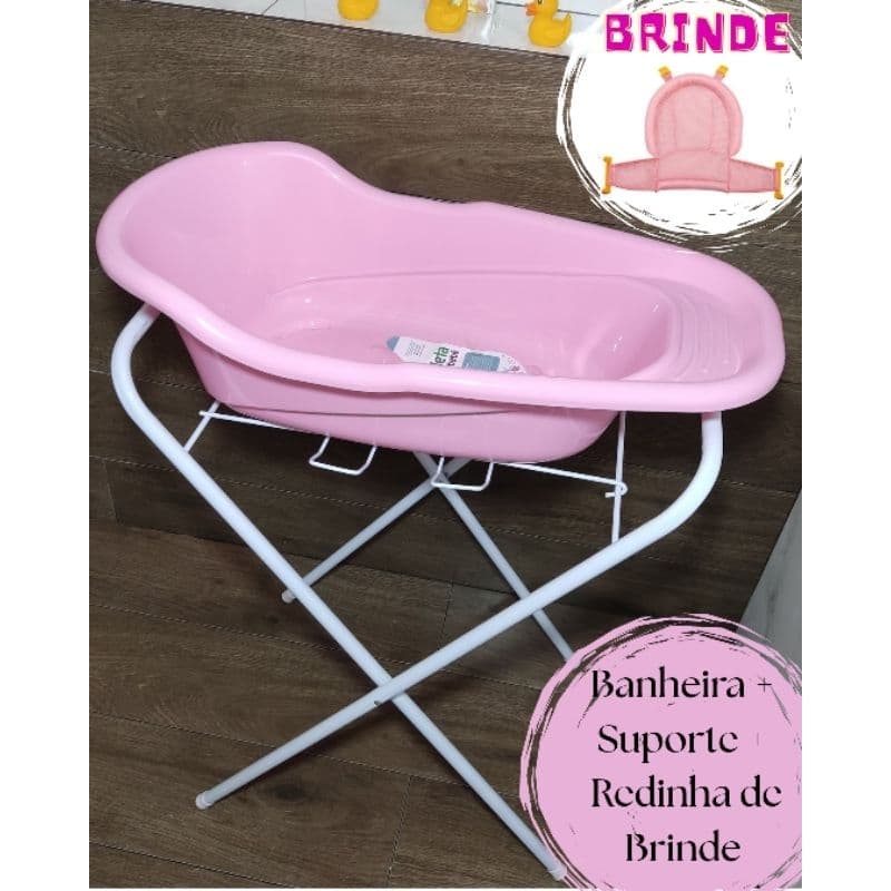 Banheira para Bebê 20L com Suporte + Brinde Redinha.