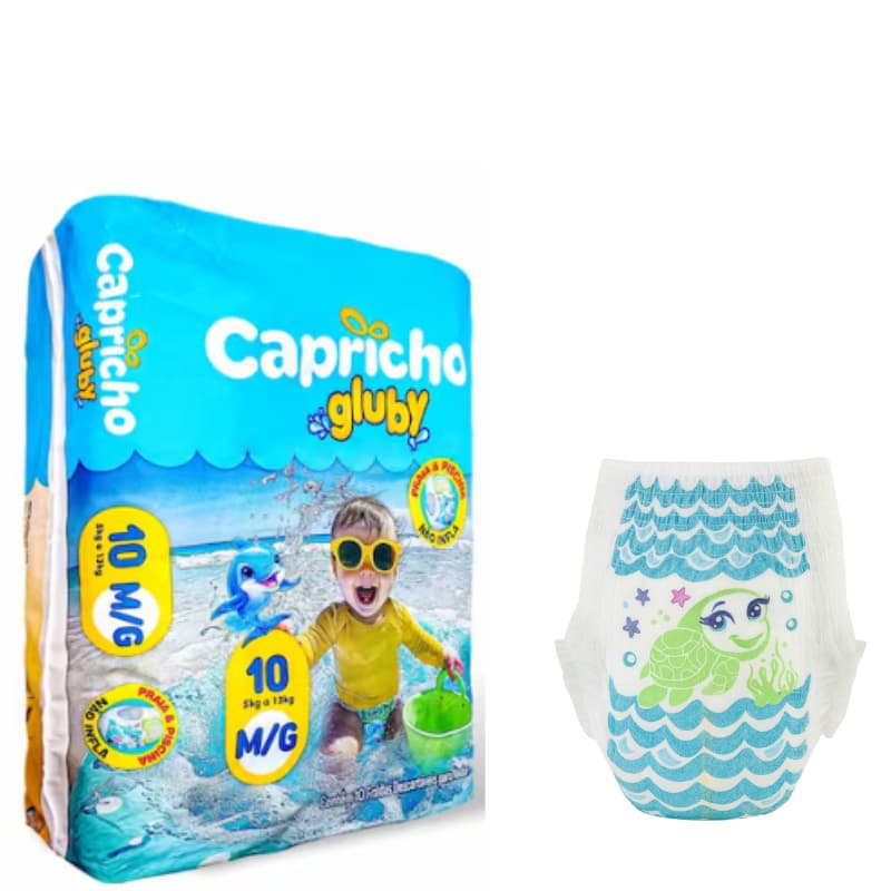 Fralda Descartavel  Capricho Gluby Praia & Piscina M/G G/XG C/10 UNIDADES- PACOTE