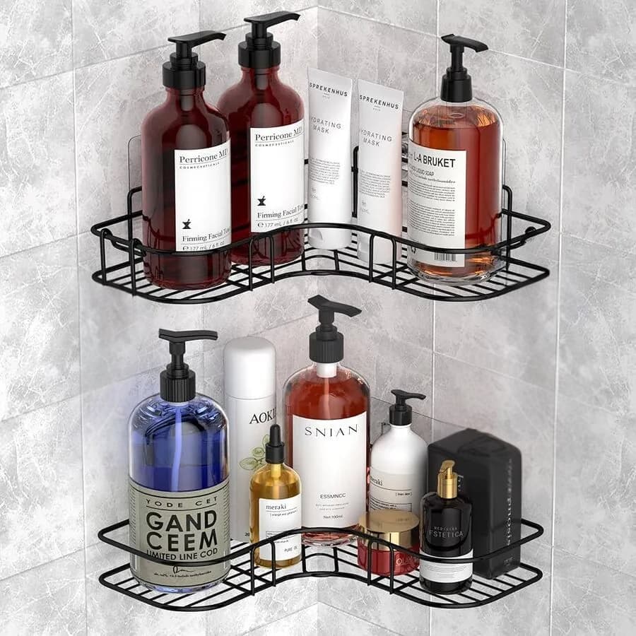 1/2/4 Kit Com Suportes Organizadores De Metal Rack Parede Banheiro Cozinha Prateleiras Porta Shampoo