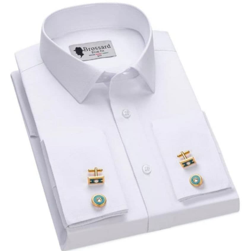 CAMISA SOCIAL PUNHO DUPLO SLIM abotoadura