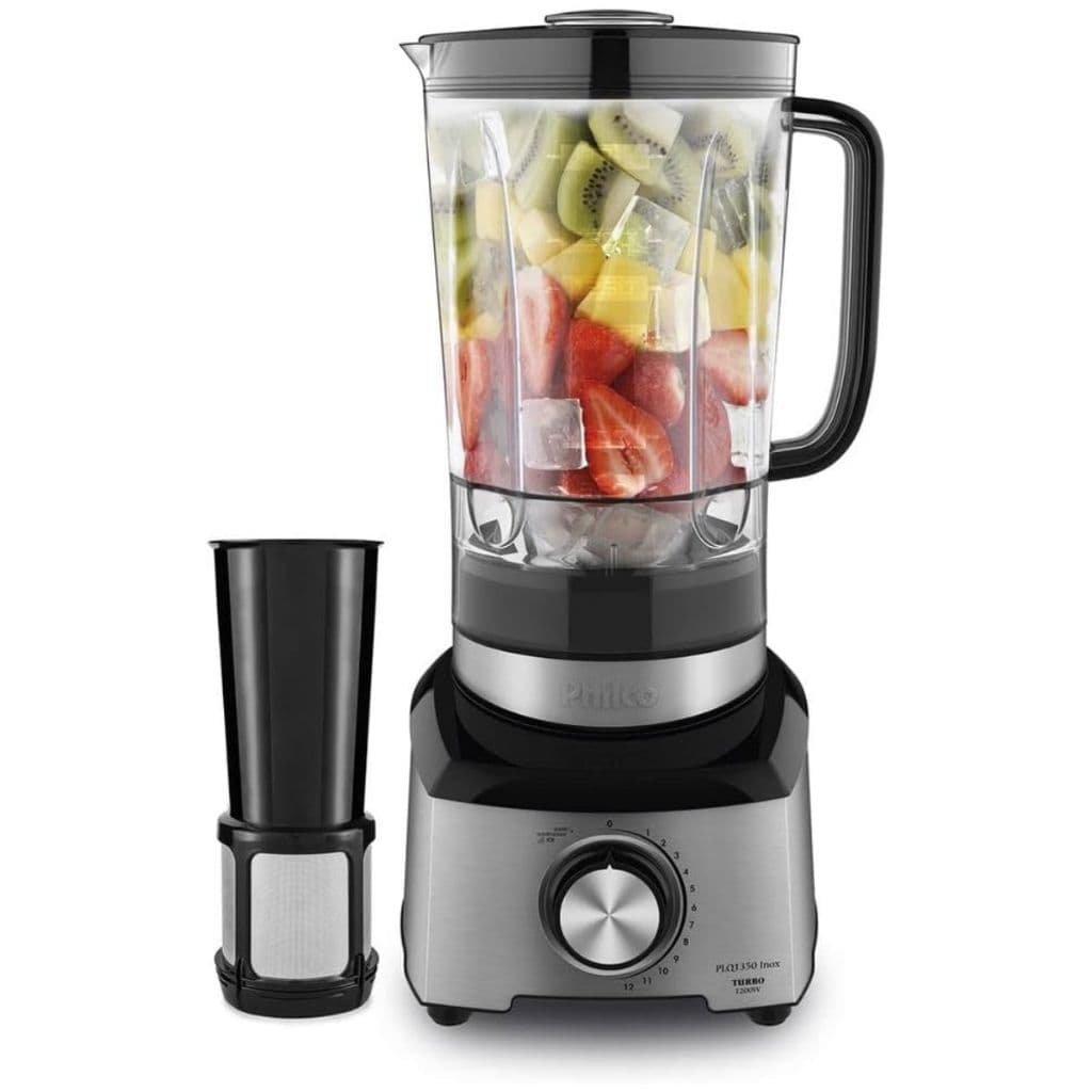 Liquidificador Potente Batedor Turbo Inox Philco Original PLQ1350 127V 1200W 12 Velocidades 3L d Cap