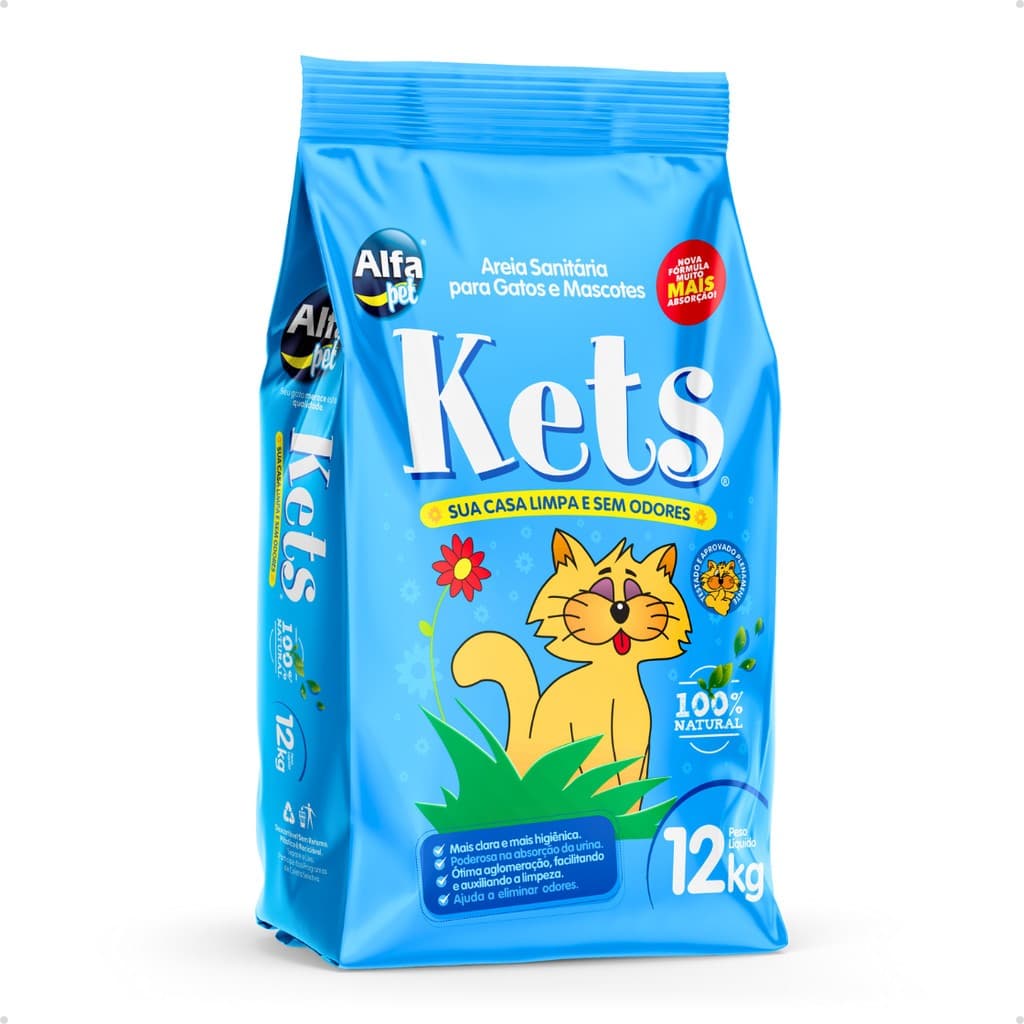 2 Areias Sanitária KETZ 12kg Cada - Areia Higiênica Natural Argila para Gatos Granulado Kets