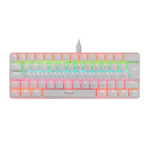 Teclado Mecânico Gamer TGT Sherman Compacto Rainbow ABNT2 Switch Azul Branco USB