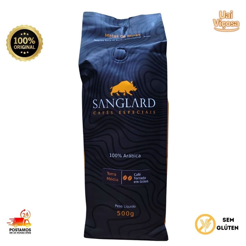 Café em Grãos Especial 100% Arábica Torrado - 500g | Matas de Minas Araponga MG | Café Sanglard