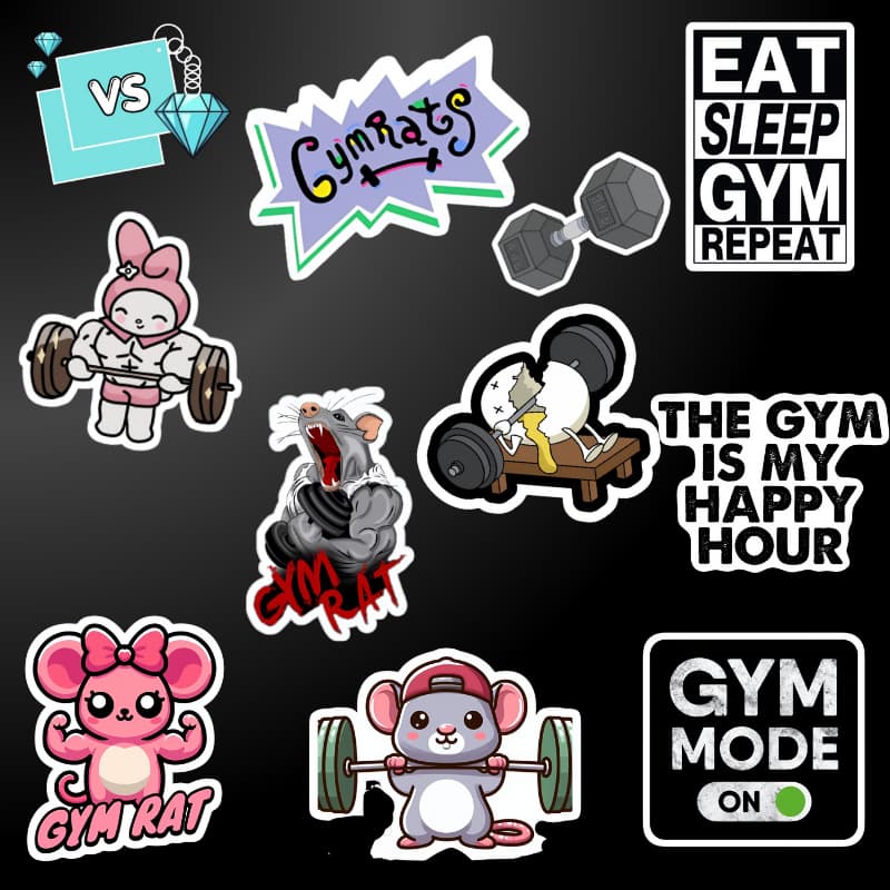 Kit Adesivos Sticker Academia Gymn - 10/20 Unidades Academia, Halter, Fitness