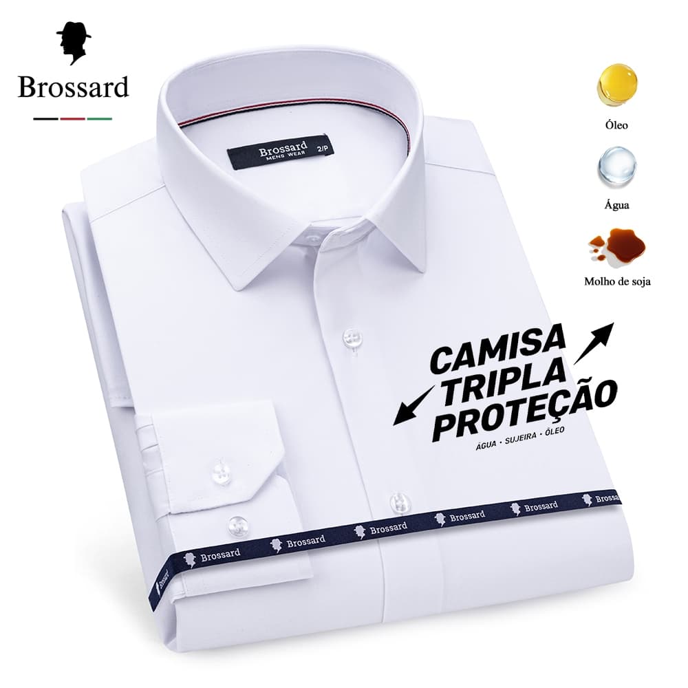 Camisa Social Masculina Slim fit Luxo - Não Amassa e Elástico, Impermeável, Respirável Moda Elegante