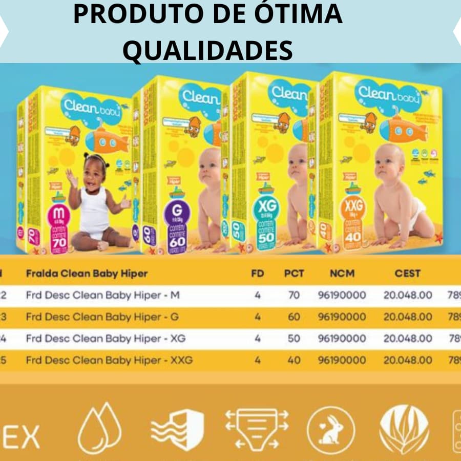 Pacotão Super Econômico Fralda Descartável P,M,G,XG ,XXG Clean Baby – Conforto e Proteção