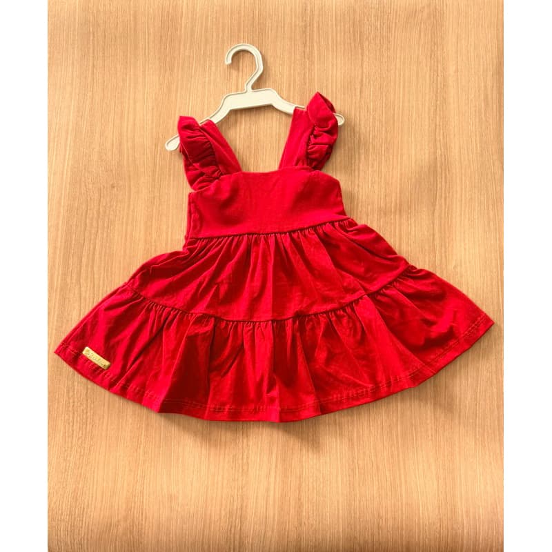 Roupa de bebê menina vestido em algodão liso
