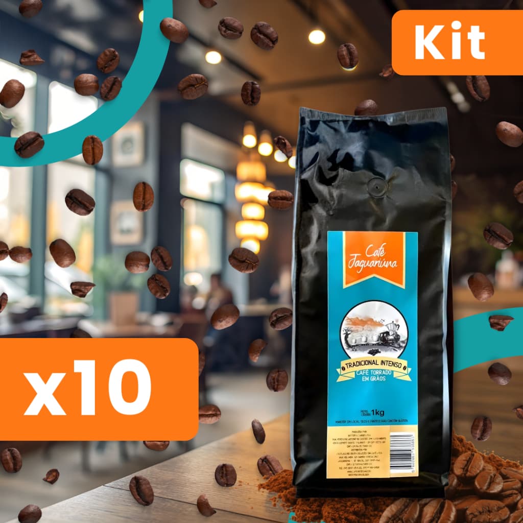 10 kgs - Café Jaguariúna em grãos pct de 1kg