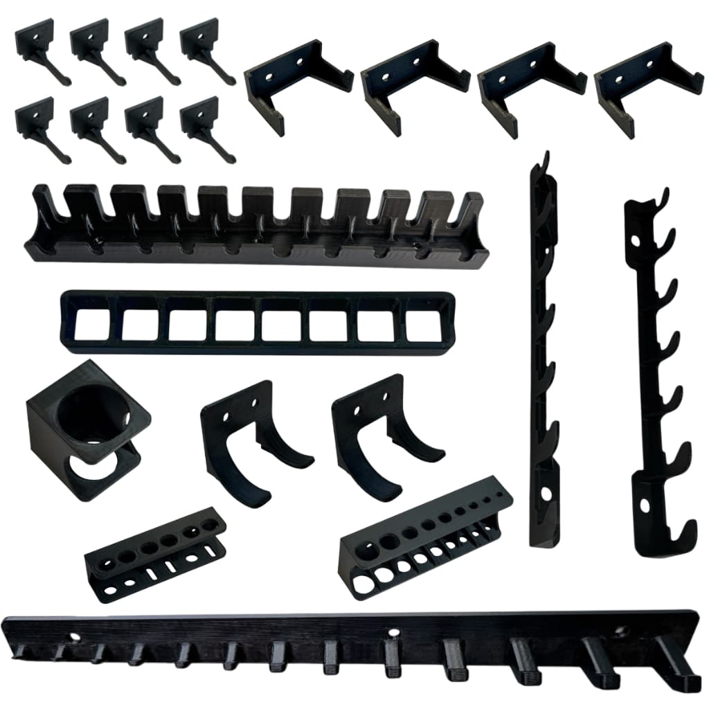 Kit Suportes Para Painel De Ferramentas ou para bancada - Universal com 21 Peças - Modelo Mais Completo - Polyprint 3D
