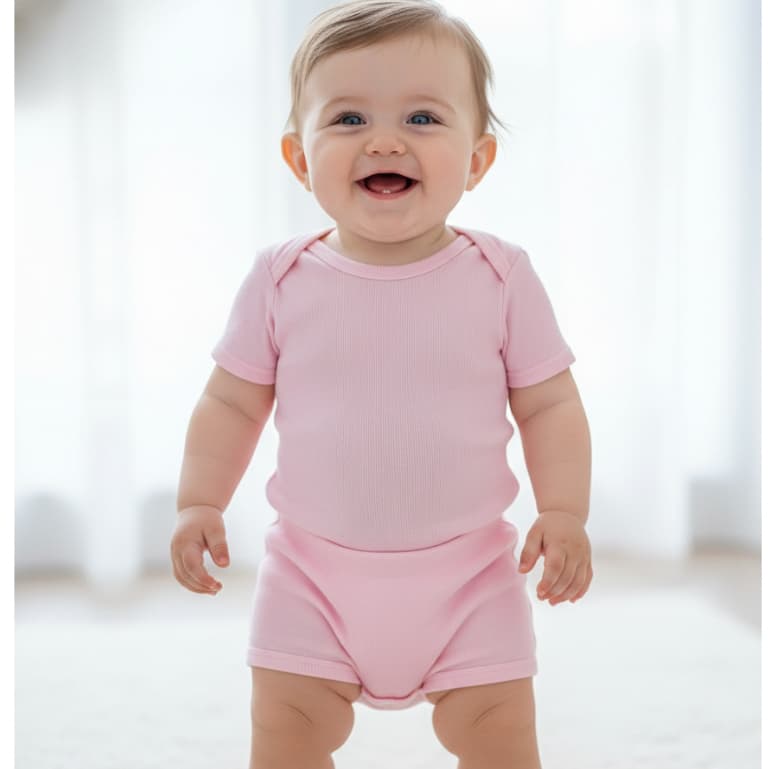 Conjunto Bebê 2 Peças Body Bebê Manga Curta e Shorts Roupa de Bebê Verão Enxoval