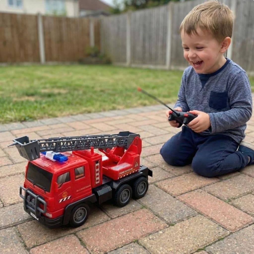 Caminhão De Bombeiro Controle Remoto Vermelho Carrinho Escada Brinquedo Infantil Presente Criança