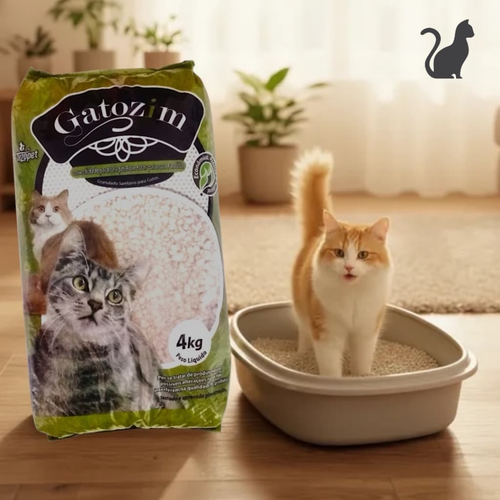 Gatozim Areia Sanitária Para Gatos 100% Natural Para Caixa de Areia Saco 4 Kg