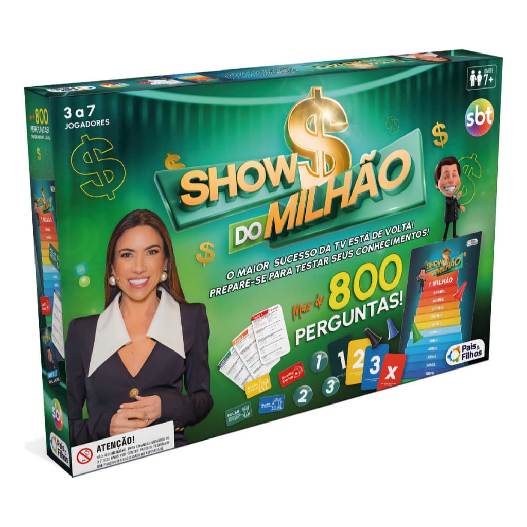 Jogo Tabuleiro Show Do Milhão Brinquedo Divertido Original Clássico Para Toda Família