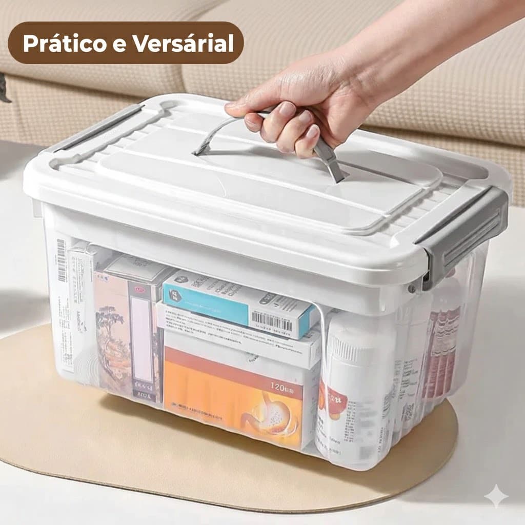 Cesto Caixa Organizador Plástico Multiuso de  3  15  20  Litros Resistente Armário Banheiro Cozinha