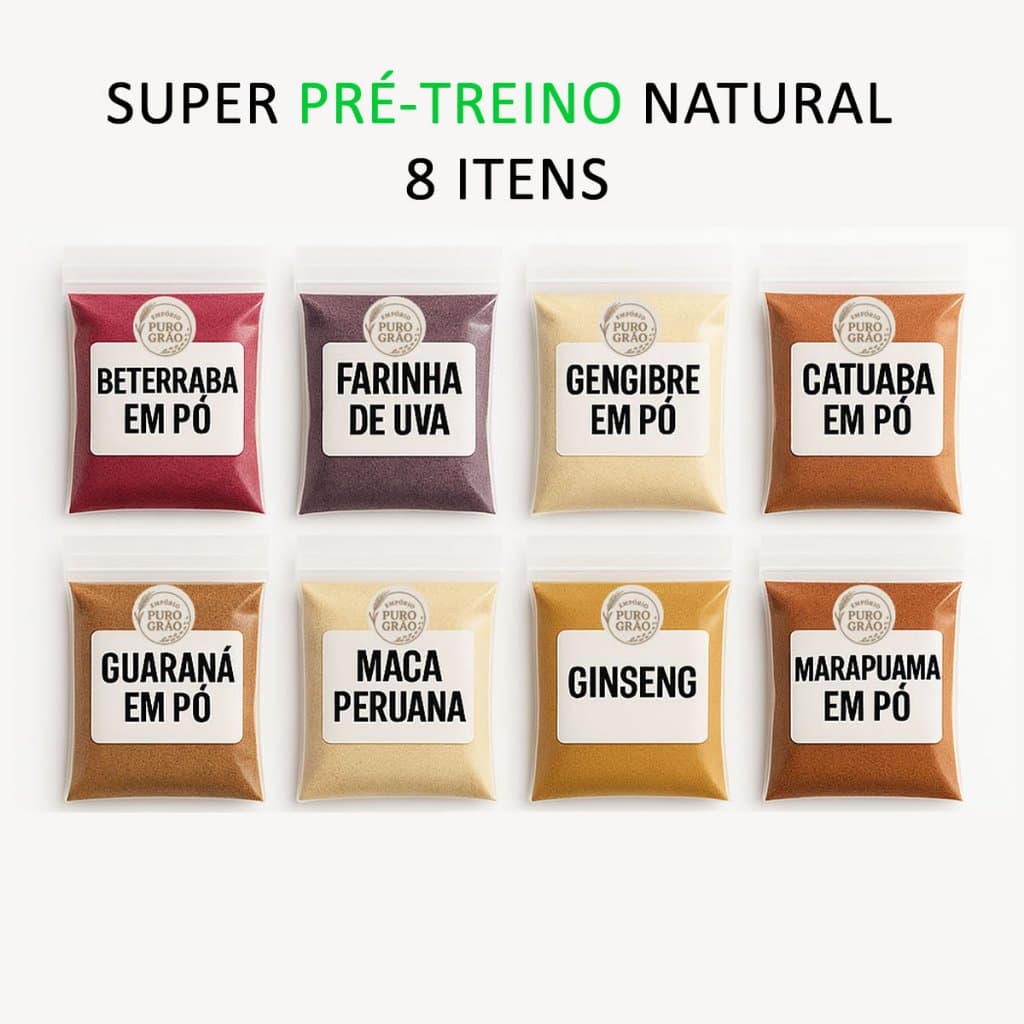 Kit Super Energético Natural Pré Treino Beterraba Uva Guaraná Gengibre