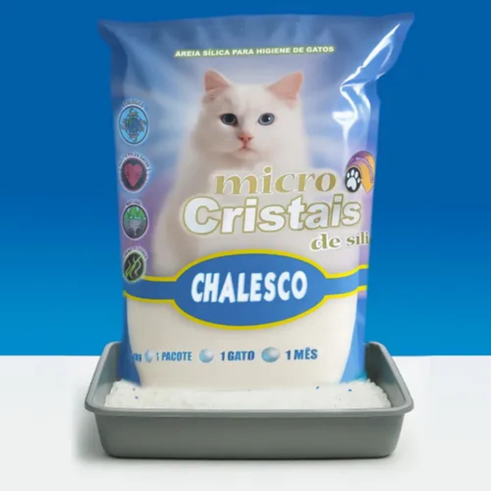 Areia Sanitária Chalesco Micro Cristais de Silica 1.8kg - Neutraliza Odores, Ecologicamente Correta, Antialérgica
