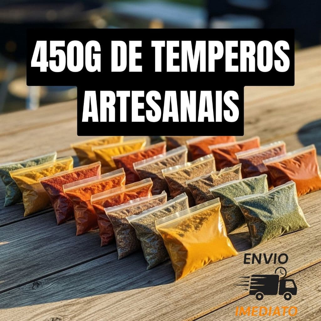 450G de tempero - Kit com 15 Temperos artesanais  | Essenciais para Cozinha