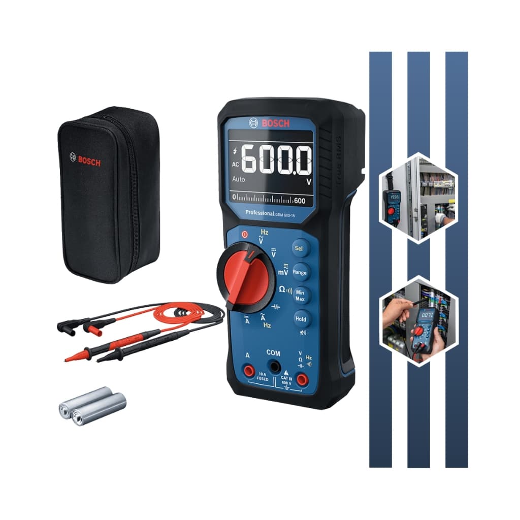 MultÍmetro Digital True Rms Gdm 600 15 Com 2 Pilhas E Bolsa de Transporte para Multímetro Bosch