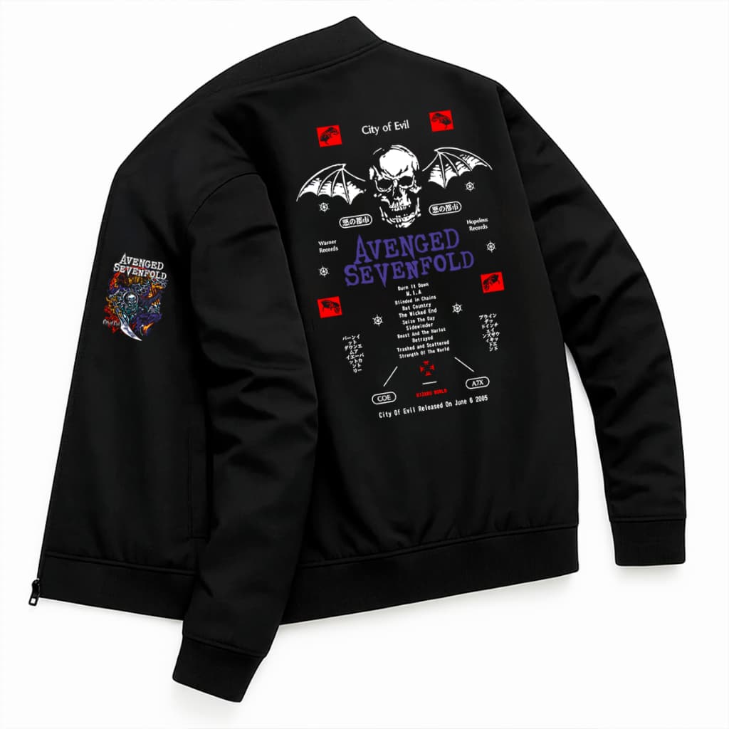 Jaqueta Bomber Masculina Esportiva Avenged Sevenfold City Of Evil Álbum Rock Vintage -Darknezz