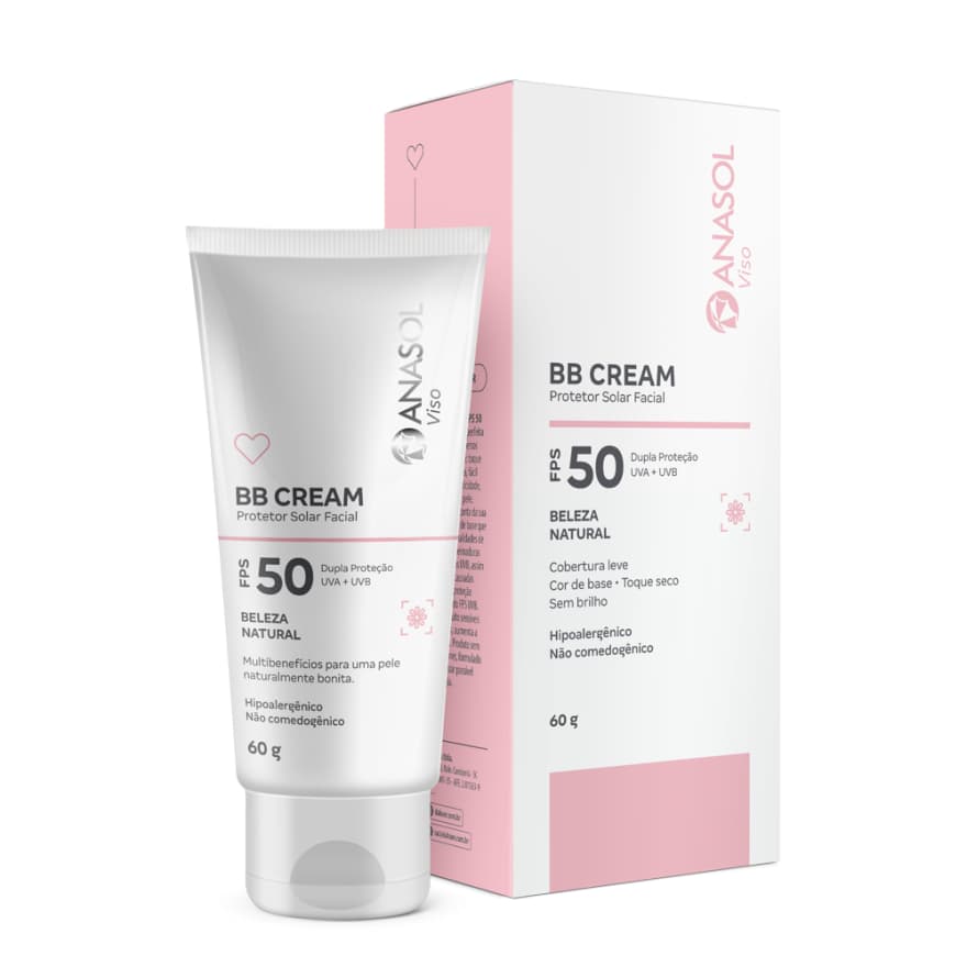 Protetor Solar Facial Anasol Viso BB Cream FPS 50 Antirrugas 60g