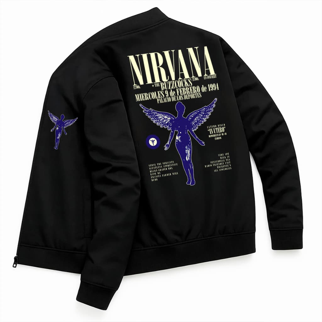 Jaqueta Bomber Masculina Esportiva Nirvana In Utero Punk Rock Álbum Vintage -Darknezz