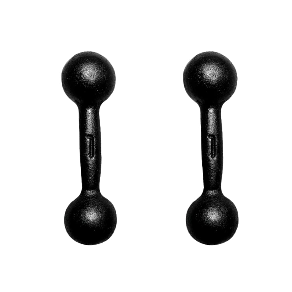 Kit Par Halter 1 Kg Bola Pintado Preto Academia Peso Total 2 Kg