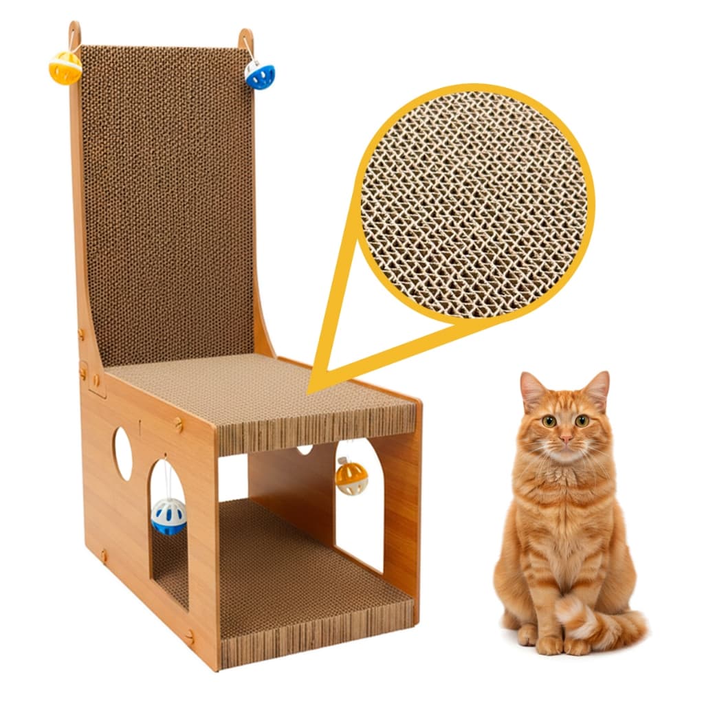 Arranhador Para Gato Com Toca Casinha Brinquedos Pendurados Papelão Resistente