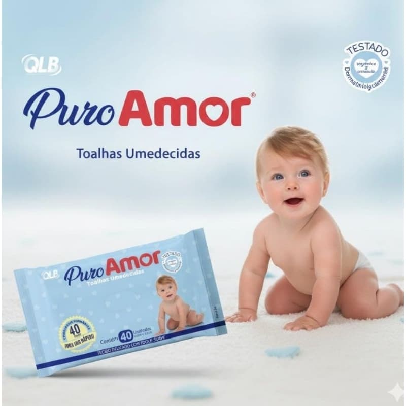 Toalhas Umedecidas Puro Amor - 40 Unidades: Fórmula Suave e Prática para seu bebê e Membros da Família