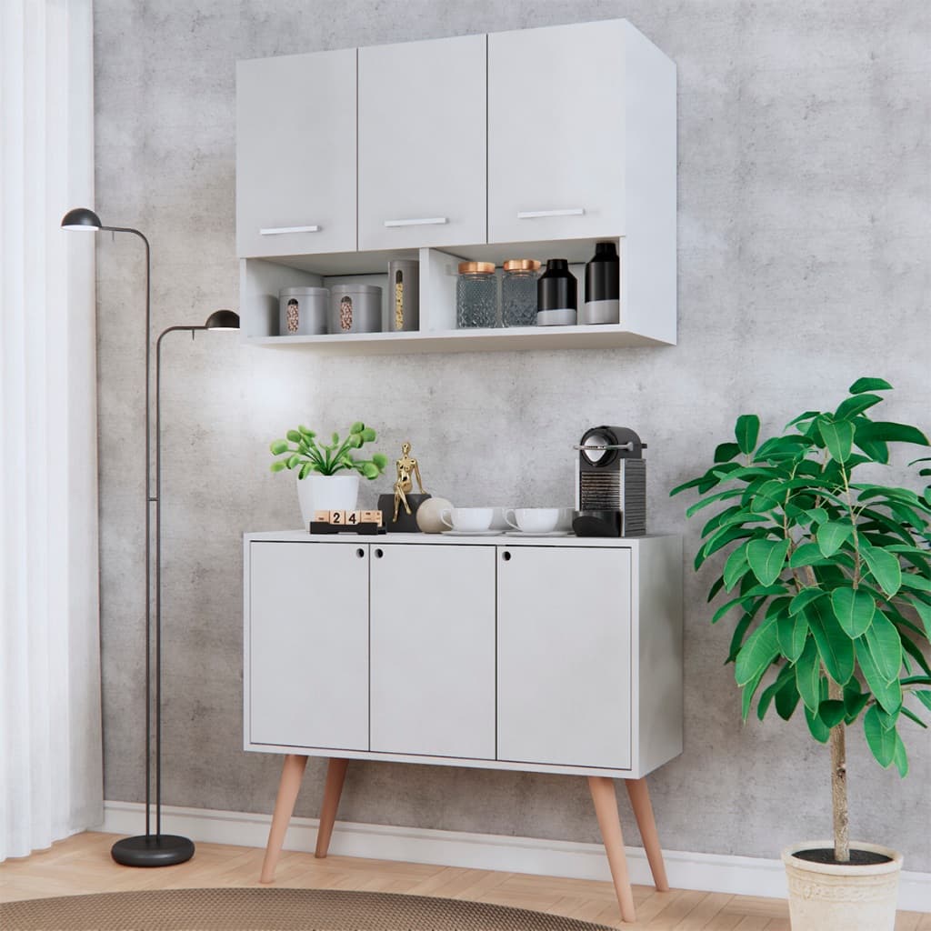 Kit Cozinha Armário 3 Portas + Balcão Multiuso Pés Madeira Organizador Móveis Bonatto
