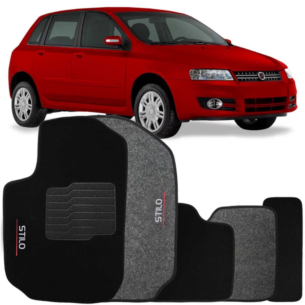 Jogo de Tapete Automotivo Carpete Fiat Stilo 2002 à 2011 Soft Logo Bordado 5 Peças