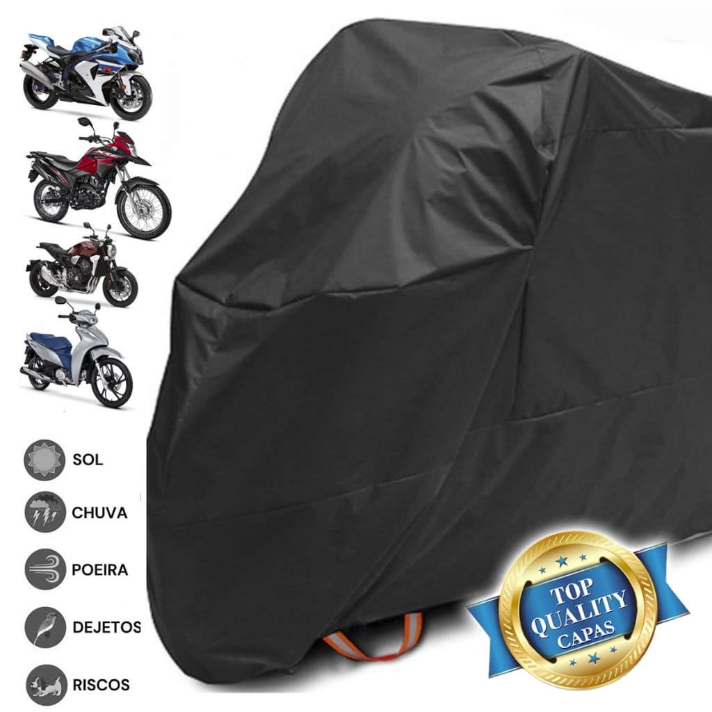 Capa Para Cobrir Moto Protetora Resistente Contra Sol Chuva Poeira Anti-Risco Forrada Impermeável Diversos Tamanhos Todo